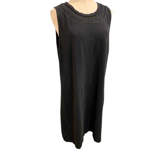 XL Talbots Shift Dress Sleeveless Black Knit Cotton - Picture 1 of 8